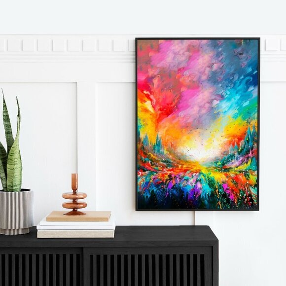 16x20 Unique Paint Splatter‎ Watercolor Oil Painting Fantasy Art Poster - Picture 7 of 7